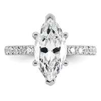 14K White Gold 3.50 Carat Certified Lab Grown Diamond VS SI+ G+ Marquise Complete Solitaire Ring with Flair Engagement view 4