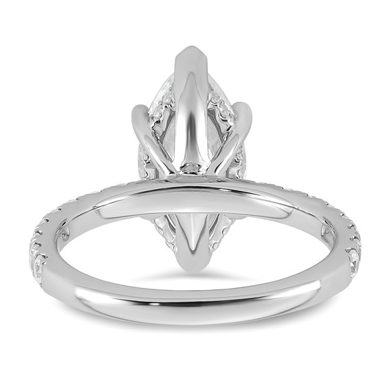 14k White Gold 3 1/2 carat Certified Lab Grown Diamond VS/SI+ G+ Marquise Complete Solitaire with Flair Engagement Ring