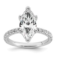 14K White Gold 3.50 Carat Certified Lab Grown Diamond VS SI+ G+ Marquise Complete Solitaire Ring with Flair Engagement view 1