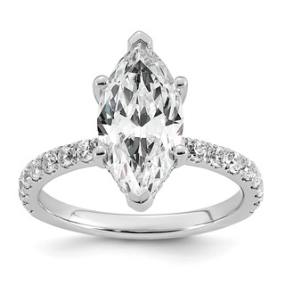 14k White Gold 3 1/2 carat Certified Lab Grown Diamond VS/SI+ G+ Marquise Complete Solitaire with Flair Engagement Ring