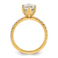 14K Yellow Gold 3.50 Carat Certified Lab Grown Diamond VS+ F+ Marquise Complete Solitaire Ring with Flair Engagement view 2