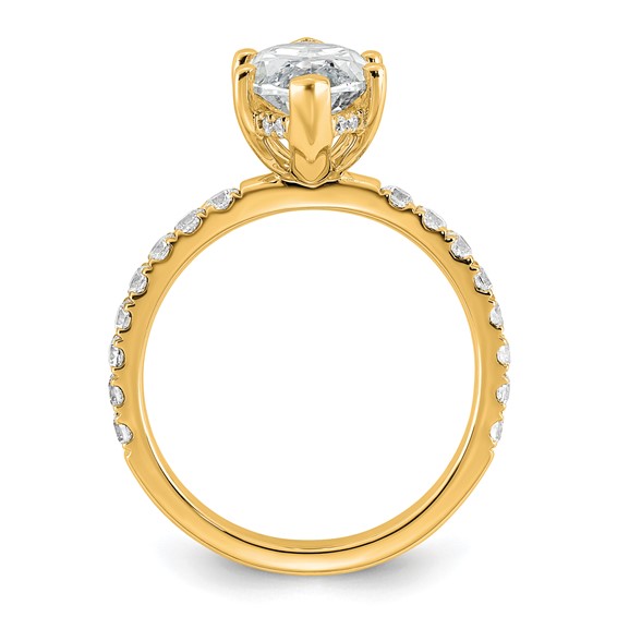14k 3 1/2 carat Certified Lab Grown Diamond VS+ F+ Marquise Complete Solitaire with Flair Engagement Ring