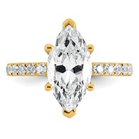14K Yellow Gold 3.50 Carat Certified Lab Grown Diamond VS+ F+ Marquise Complete Solitaire Ring with Flair Engagement view 4