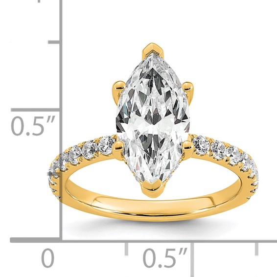 14k 3 1/2 carat Certified Lab Grown Diamond VS+ F+ Marquise Complete Solitaire with Flair Engagement Ring