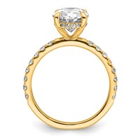 14K Yellow Gold 3.50 Carat Certified Lab Grown Diamond VS+ F+ Oval Complete Solitaire Ring with Flair Engagement view 2