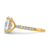 14K Yellow Gold 3.50 Carat Certified Lab Grown Diamond VS+ F+ Oval Complete Solitaire Ring with Flair Engagement view 3