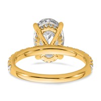 14K Yellow Gold 3.50 Carat Certified Lab Grown Diamond VS+ F+ Oval Complete Solitaire Ring with Flair Engagement view 5