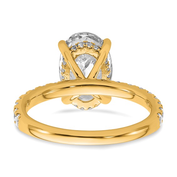 14k 3 1/2 carat Certified Lab Grown Diamond VS/SI+ G+ Oval Complete Solitaire with Flair Engagement Ring