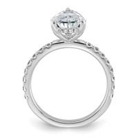 14K White Gold 3.50 Carat Certified Lab Grown Diamond VS SI+ G+ Pear Complete Solitaire Ring with Flair Engagement view 2