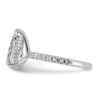14K White Gold 3.50 Carat Certified Lab Grown Diamond VS SI+ G+ Pear Complete Solitaire Ring with Flair Engagement view 3