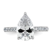 14K White Gold 3.50 Carat Certified Lab Grown Diamond VS SI+ G+ Pear Complete Solitaire Ring with Flair Engagement view 4