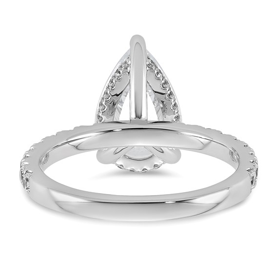 14k White Gold 3 1/2 carat Certified Lab Grown Diamond VS/SI+ G+ Pear Complete Solitaire with Flair Engagement Ring