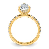 14K Yellow Gold 3.50 Carat Certified Lab Grown Diamond VS+ F+ Pear Complete Solitaire Ring with Flair Engagement view 2