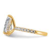 14K Yellow Gold 3.50 Carat Certified Lab Grown Diamond VS+ F+ Pear Complete Solitaire Ring with Flair Engagement view 3