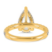 14K Yellow Gold 3.50 Carat Certified Lab Grown Diamond VS+ F+ Pear Complete Solitaire Ring with Flair Engagement view 5