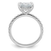 14K White Gold 3.50 Carat Certified Lab Grown Diamond VS+ F+ Princess Complete Solitaire Ring with Flair Engagement view 2
