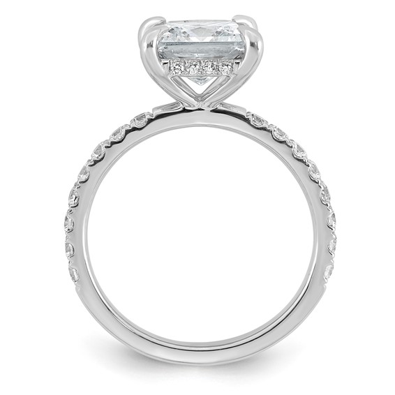 14k White Gold 3 1/2 carat Certified Lab Grown Diamond VS+ F+ Princess Complete Solitaire with Flair Engagement Ring