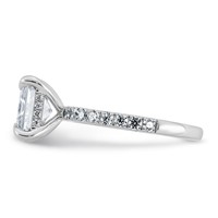 14K White Gold 3.50 Carat Certified Lab Grown Diamond VS+ F+ Princess Complete Solitaire Ring with Flair Engagement view 3