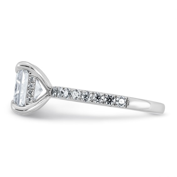 14k White Gold 3 1/2 carat Certified Lab Grown Diamond VS+ F+ Princess Complete Solitaire with Flair Engagement Ring