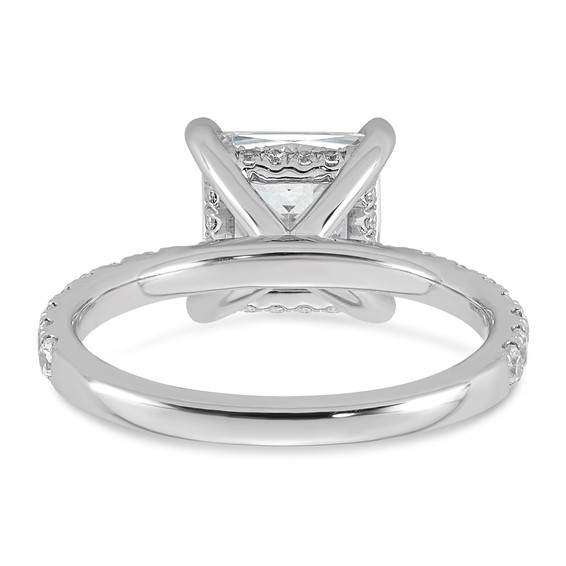 14k White Gold 3 1/2 carat Certified Lab Grown Diamond VS+ F+ Princess Complete Solitaire with Flair Engagement Ring