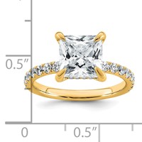 14K Yellow Gold 3.50 Carat Certified Lab Grown Diamond VS SI+ G+ Princess Complete Solitaire Ring with Flair Engagement view 2