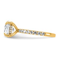 14K Yellow Gold 3.50 Carat Certified Lab Grown Diamond VS SI+ G+ Round Complete Solitaire Ring with Flair Engagement view 3