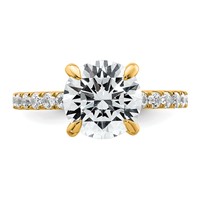 14K Yellow Gold 3.50 Carat Certified Lab Grown Diamond VS SI+ G+ Round Complete Solitaire Ring with Flair Engagement view 4