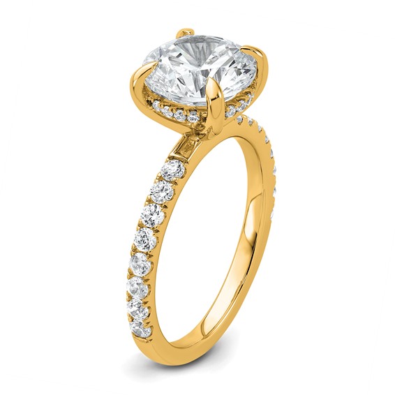 14k 3 1/2 carat Certified Lab Grown Diamond VS/SI+ G+ Round Complete Solitaire with Flair Engagement Ring