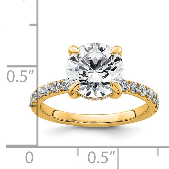 14k 3 1/2 carat Certified Lab Grown Diamond VS/SI+ G+ Round Complete Solitaire with Flair Engagement Ring