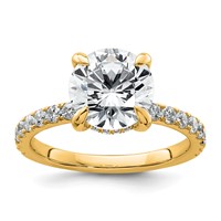 14K Yellow Gold 3.50 Carat Certified Lab Grown Diamond VS SI+ G+ Round Complete Solitaire Ring with Flair Engagement view 1