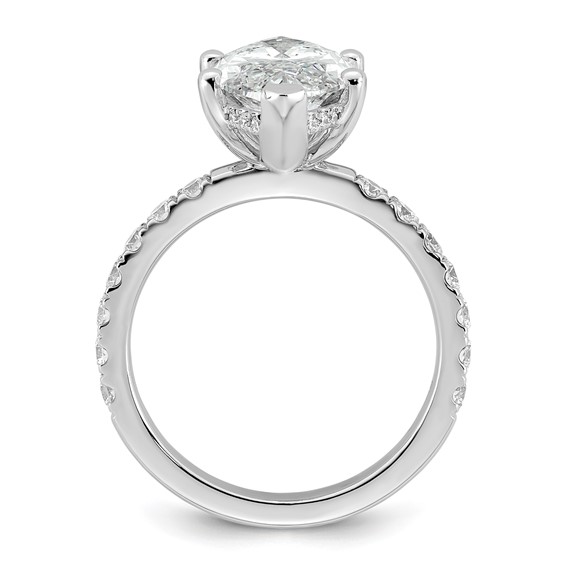 14k White Gold 4 5/8 carat Certified Lab Grown Diamond VS/SI+ G+ Marquise Complete Solitaire with Flair Engagement Ring