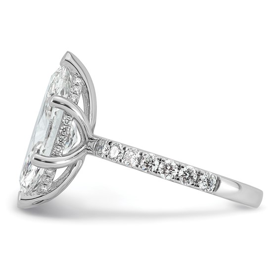 14k White Gold 4 5/8 carat Certified Lab Grown Diamond VS/SI+ G+ Marquise Complete Solitaire with Flair Engagement Ring