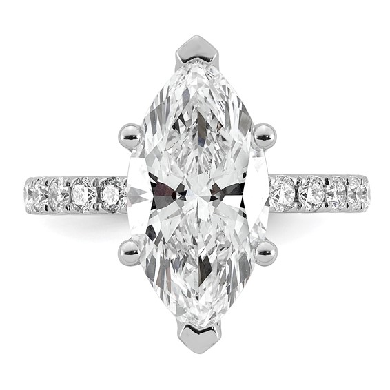 14k White Gold 4 5/8 carat Certified Lab Grown Diamond VS/SI+ G+ Marquise Complete Solitaire with Flair Engagement Ring