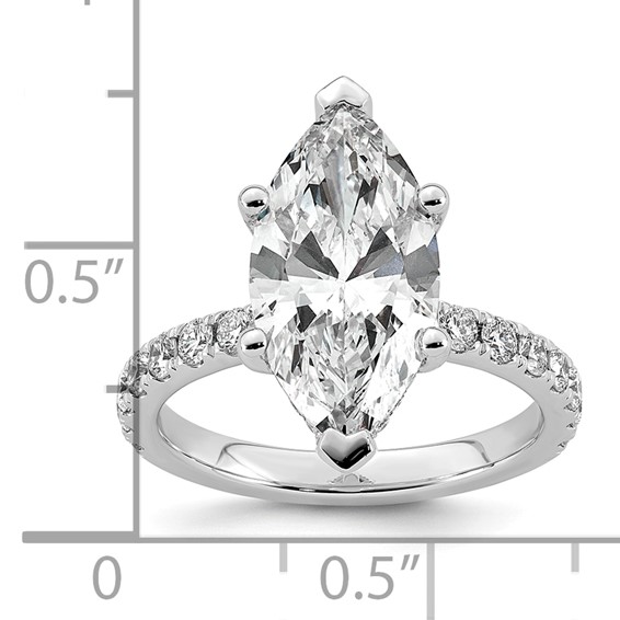 14k White Gold 4 5/8 carat Certified Lab Grown Diamond VS+ F+ Marquise Complete Solitaire with Flair Engagement Ring