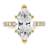 14K Yellow Gold 4.62 Carat Certified Lab Grown Diamond VS SI+ G+ Marquise Complete Solitaire Ring with Flair Engagement view 4