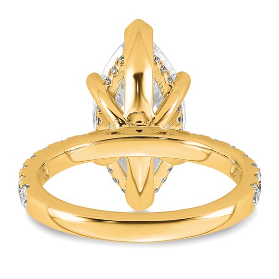 14k 4 5/8 carat Certified Lab Grown Diamond VS/SI+ G+ Marquise Complete Solitaire with Flair Engagement Ring