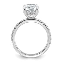 14K White Gold 4.62 Carat Certified Lab Grown Diamond VS+ F+ Oval Complete Solitaire Ring with Flair Engagement view 2