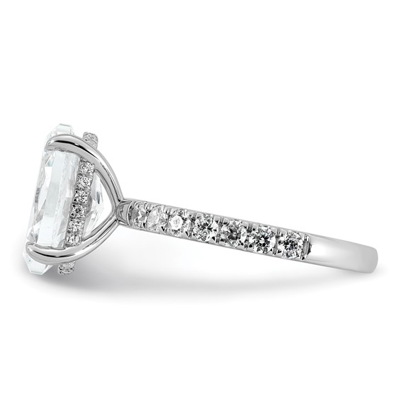 14k White Gold 4 5/8 carat Certified Lab Grown Diamond VS+ F+ Oval Complete Solitaire with Flair Engagement Ring