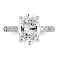 14K White Gold 4.62 Carat Certified Lab Grown Diamond VS+ F+ Oval Complete Solitaire Ring with Flair Engagement view 4