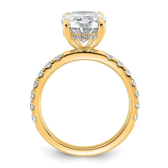 14k 4 5/8 carat Certified Lab Grown Diamond VS/SI+ G+ Oval Complete Solitaire with Flair Engagement Ring