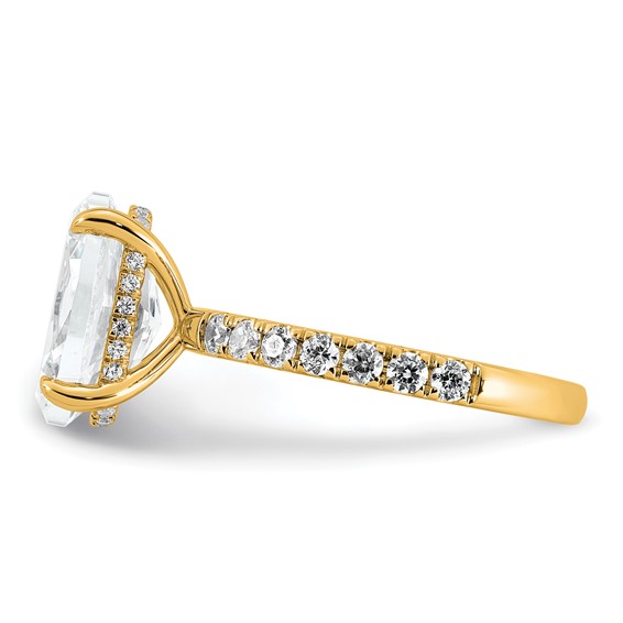 14k 4 5/8 carat Certified Lab Grown Diamond VS/SI+ G+ Oval Complete Solitaire with Flair Engagement Ring