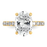 14K Yellow Gold 4.62 Carat Certified Lab Grown Diamond VS SI+ G+ Oval Complete Solitaire Ring with Flair Engagement view 4