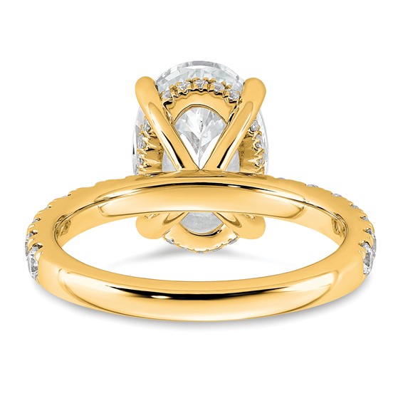 14k 4 5/8 carat Certified Lab Grown Diamond VS/SI+ G+ Oval Complete Solitaire with Flair Engagement Ring