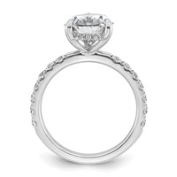 14K White Gold 4.75 Carat Certified Lab Grown Diamond VS SI+ G+ Pear Complete Solitaire Ring with Flair Engagement view 2