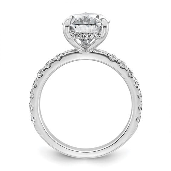 14k White Gold 4 3/4 carat Certified Lab Grown Diamond VS+ F+ Pear Complete Solitaire with Flair Engagement Ring