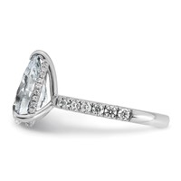 14K White Gold 4.75 Carat Certified Lab Grown Diamond VS SI+ G+ Pear Complete Solitaire Ring with Flair Engagement view 3