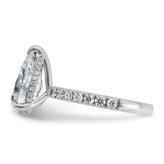 14k White Gold 4 3/4 carat Certified Lab Grown Diamond VS+ F+ Pear Complete Solitaire with Flair Engagement Ring