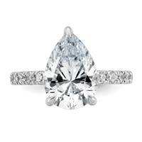 14K White Gold 4.75 Carat Certified Lab Grown Diamond VS SI+ G+ Pear Complete Solitaire Ring with Flair Engagement view 4