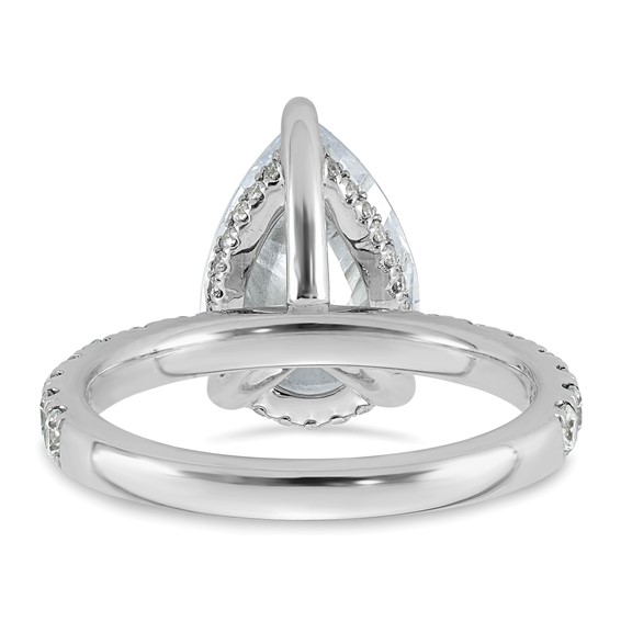 14k White Gold 4 3/4 carat Certified Lab Grown Diamond VS+ F+ Pear Complete Solitaire with Flair Engagement Ring