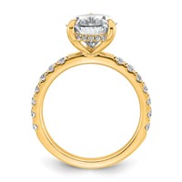14K Yellow Gold 4.75 Carat Certified Lab Grown Diamond VS+ F+ Pear Complete Solitaire Ring with Flair Engagement view 2